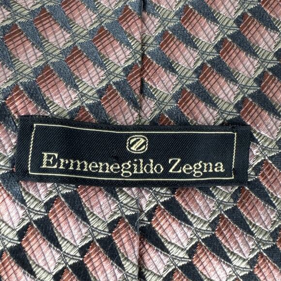 Ermenegildo Zegna 100% Silk Necktie Neutral Fall Winter Colors 59 x 4 Designer - Picture 3 of 7